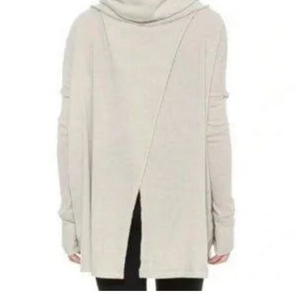 Free People Juicy Long Sleeve Waffle Weave Split Back top in Stone Cold Cream - Picture 3 of 6